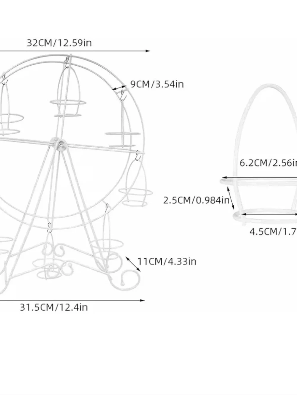 White Metal Ferris Wheel Cupcake Stand - Party Display